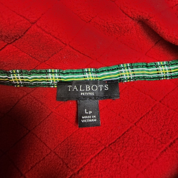 Talbots Red Flannel Jacket, Nylon Trim, Front Snap Pockets, Front Zip Sz Large - Picture 8 of 9